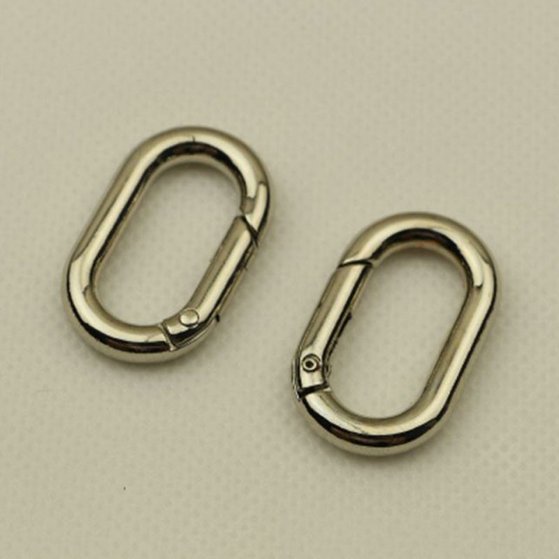 Bộ 2 móc khóa kim loại lò xo hình bầu dục gắn túi da/thắt lưng