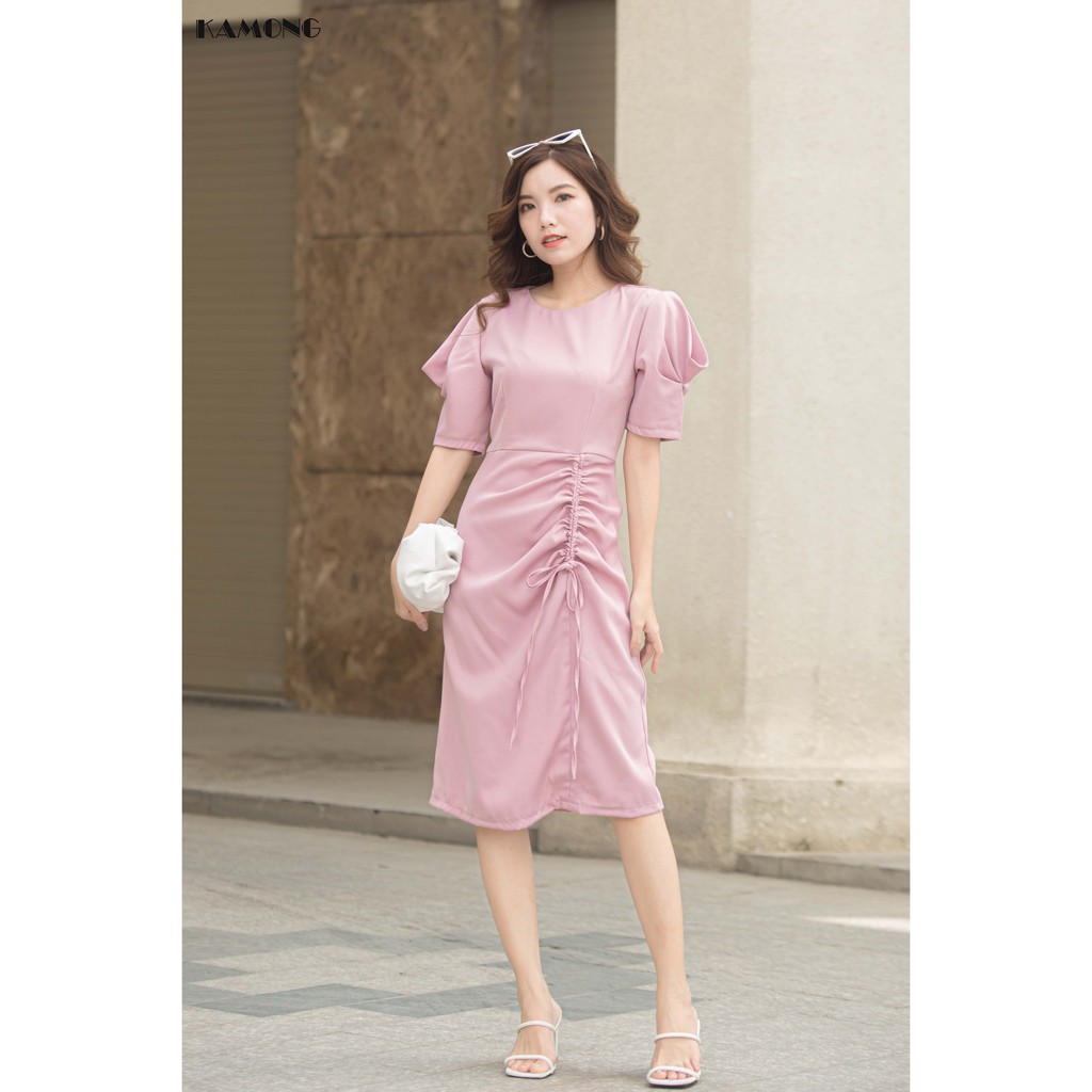 Đầm rút tùng tay đổ KAMONG D129
