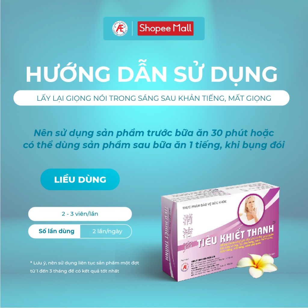 Tiêu khiết thanh hỗ trợ giảm khản tiếng, đau họng từ thảo dược DƯỢC PHẨM Á ÂU hộp 30 viên