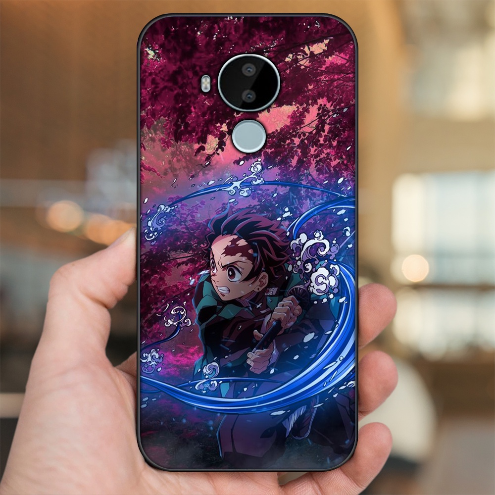 Ốp lưng Nokia C30 viền đen in hình Tanjiro Kimetsu No Yaiba