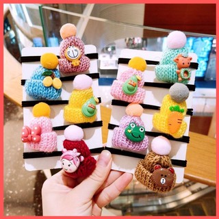 Dây Cột Tóc Nón Len Noen Nhiều Hình Cute, Chất Len Mềm mại, Nón Được Đính Chắc Chắn Vào Thun, Thun Co Giãn Siêu Bền