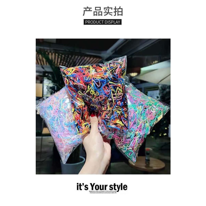 Set 1000 Dây Thun Buộc Tóc Co Giãn Không Đau Dùng Một Lần