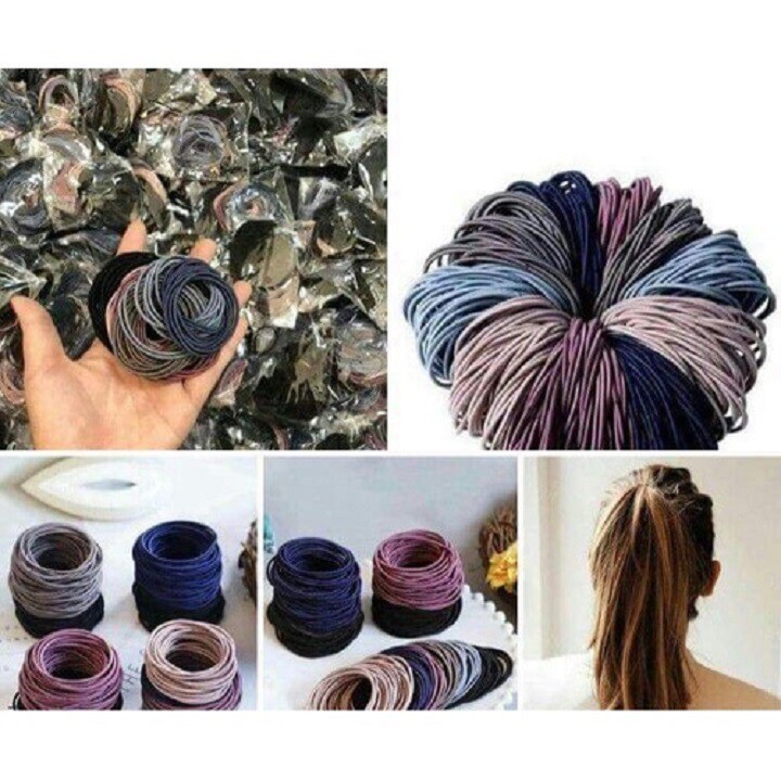 Set 100 dây chun (thun) buộc tóc tiện lợi giá rẻ