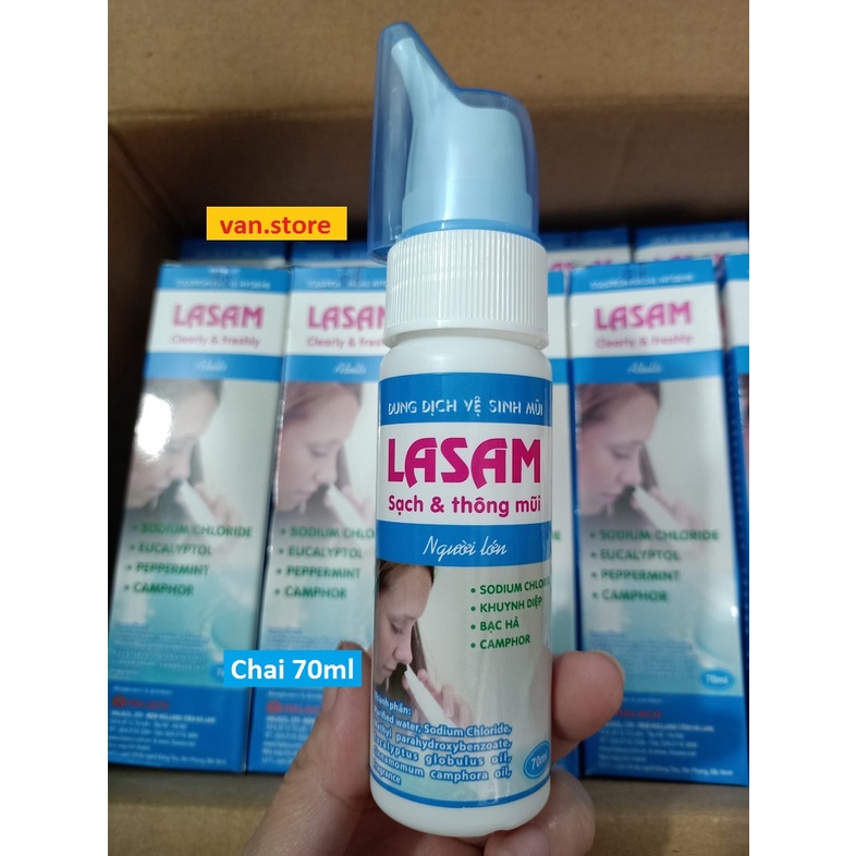 Xịt Mũi Lasam - Vệ Sinh Mũi Hằng Ngày, Giảm Nghẹt Mũi, Sổ Mũi - Chai 70Ml