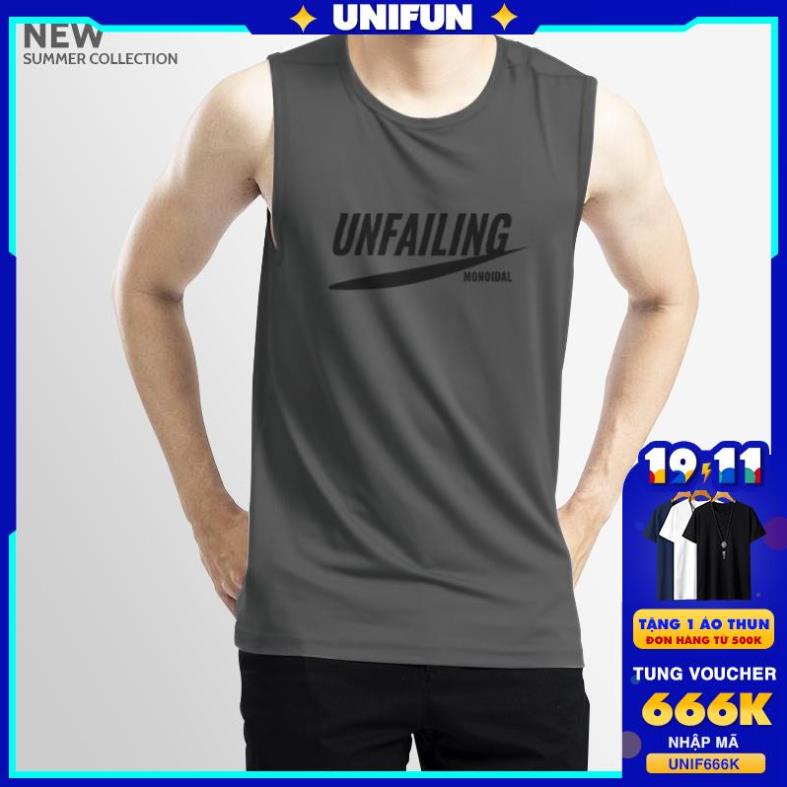 SALE Áo Tank Top nam UNIFUN mã "TT1-Q" thể thao Tank top kiểu lót form rộng nách tập gym, bóng rổ chất lưới co giãn hè