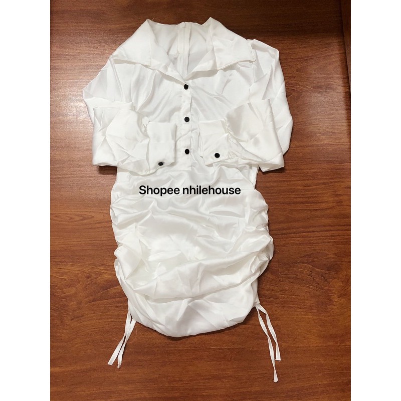 ĐẦM SƠ MI CÀI NÚT NHÚNG HÔNG CÓ DÂY KÉO GIÁ RẺ