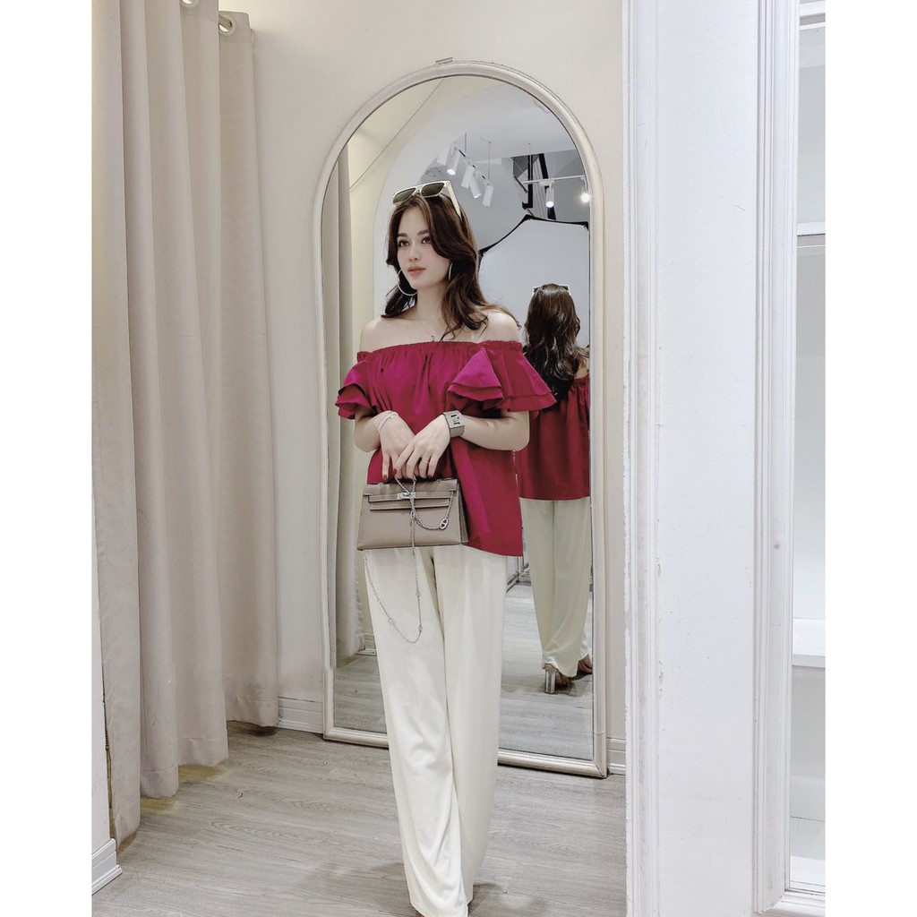 Set Áo Trễ Vai Hồng Cánh Sen Mix Quần Suông | BigBuy360 - bigbuy360.vn