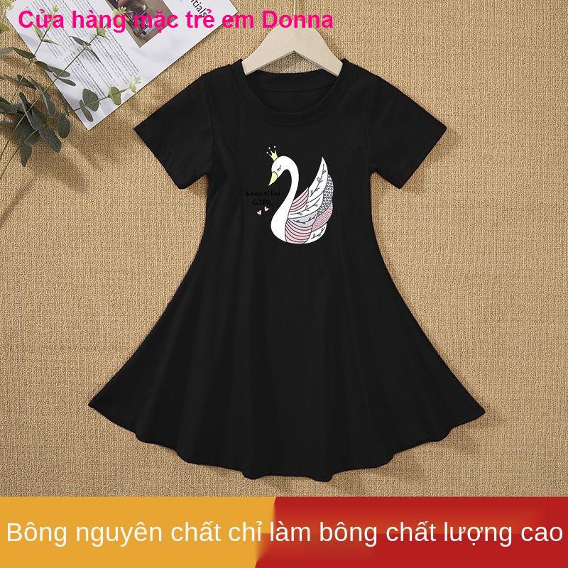 quần áo trẻ em mùa hè mới Váy Hàn Quốc Công chúa Trung Đầm cô bé tay ngắn Tidebộ nỉ cho bébộ bé trai