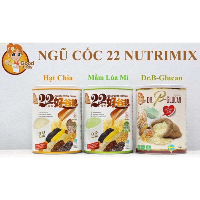 Ngũ cốc cao cấp Goodlady 22 Complete Nutrimix - Wheat Grass /Chia seed/Glucan  750g