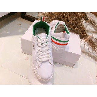 Giày bata trắng cổ kẻ sọc 3 màu