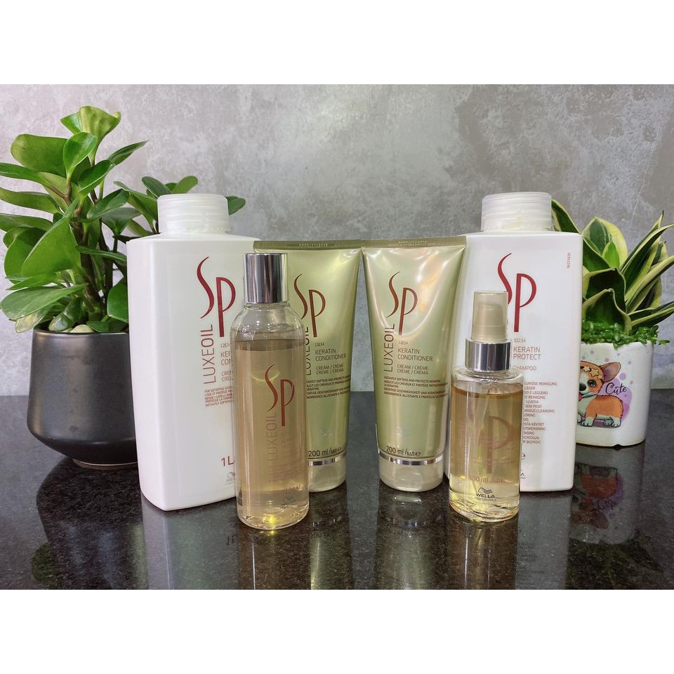 Dầu gội, dầu xả, hấp dầu, tinh dầu và xịt dưỡng Sp Luxeoil Keratin Protect 1000ml dành cho tóc khô xơ, hư tổn