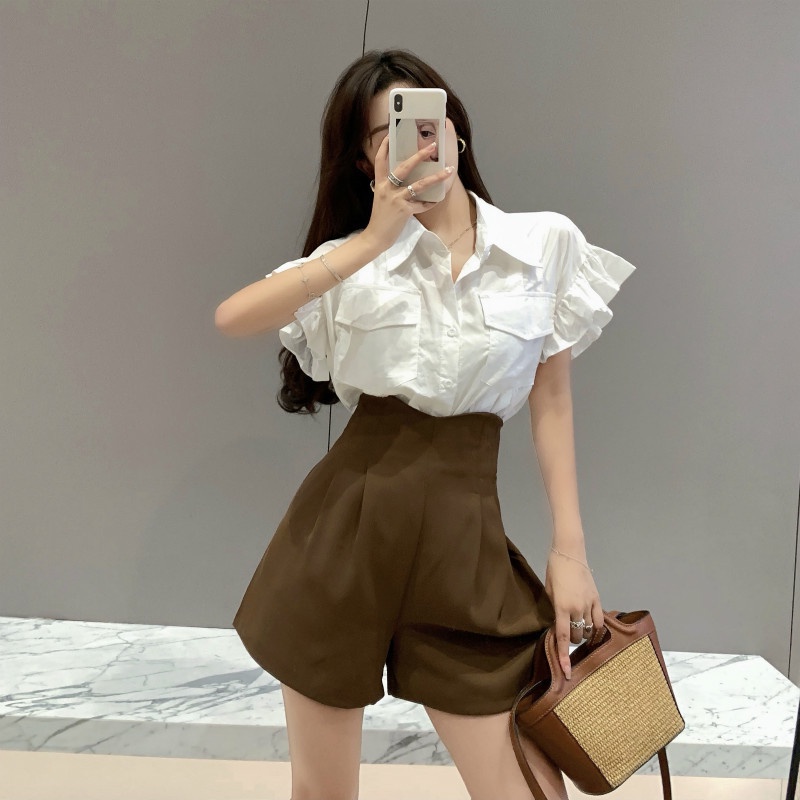 [ Hàng Cao Cấp ] Áo sơ mi babydoll nữ ngắn tay bèo FUHO chất thô form rộng cổ bẻ mặc đi chơi đi học đi làm 068