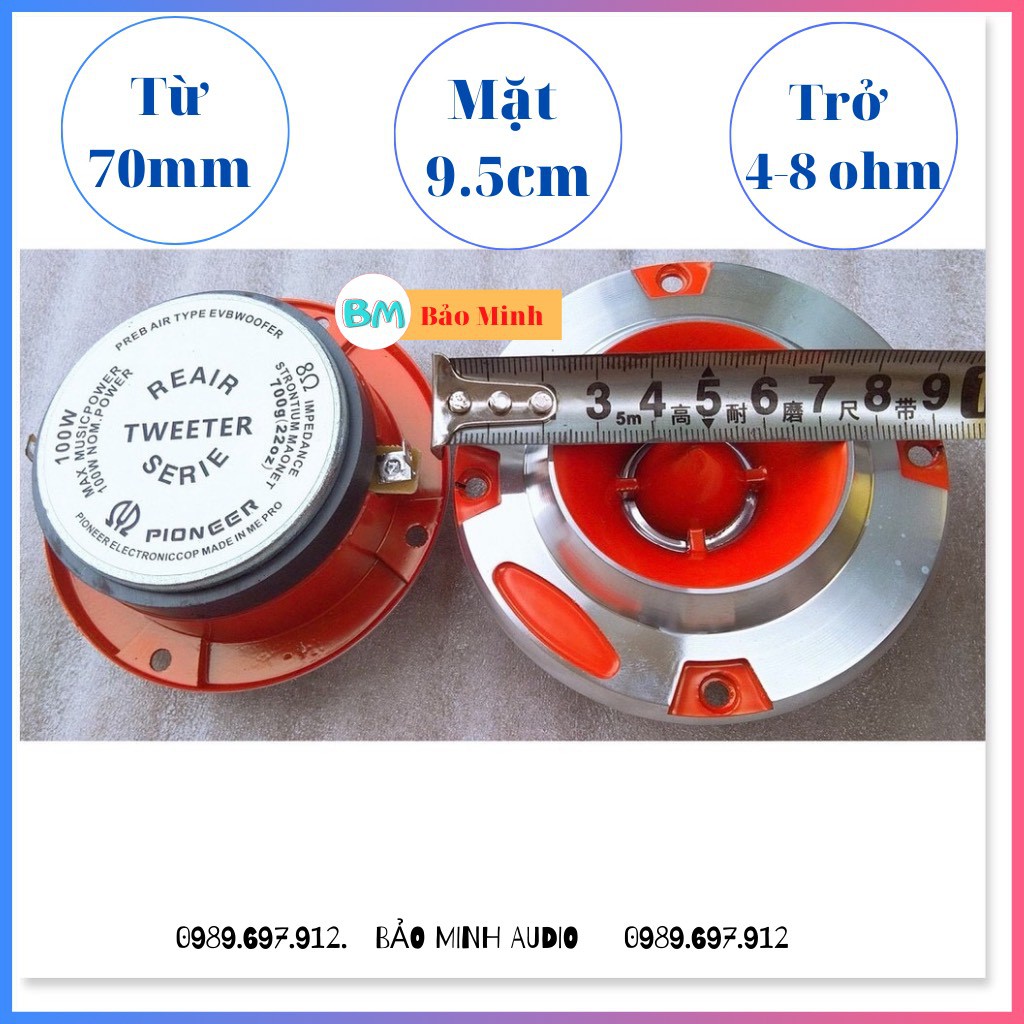 LOA TREBLE ĐỂ RỜI - LOA TREBLE PIONEER TITAN MÀU CAM 10CM + 2 CHÂN + 2 TỤ 3,3MF XỊN - PIONEERCAM