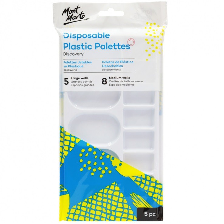 BỘ 5 CÁI PALETTES PHA MÀU MONT MARTE, 5 Ô TRÒN LỚN - 8 Ô VUÔNG NHỎ (DISPOSABLE PLASTIC PALETTES)