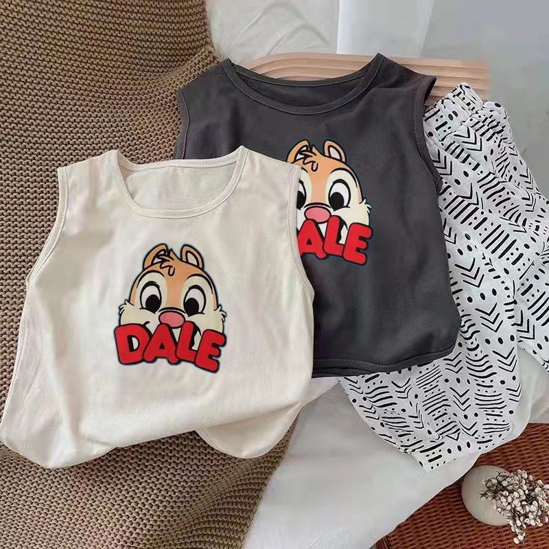 Áo Thun Cotton Không Tay Phong Cách Nhật Hàn Mới Cho Bé Gái