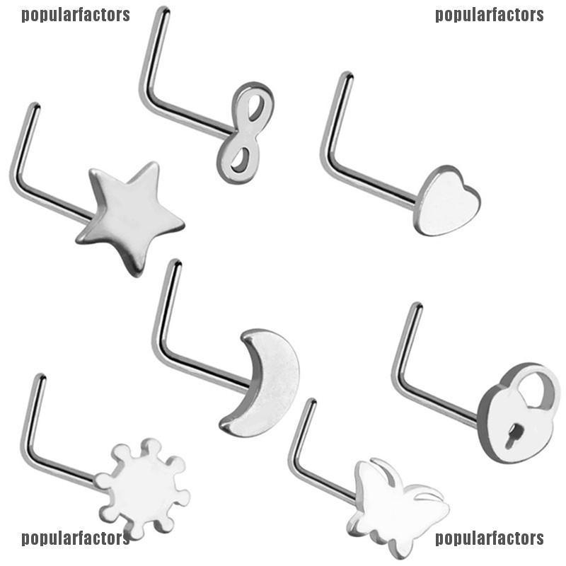 Bộ 7 Khuyên Mũi Bằng Thép Không Gỉ Cá Tính Thời Trang