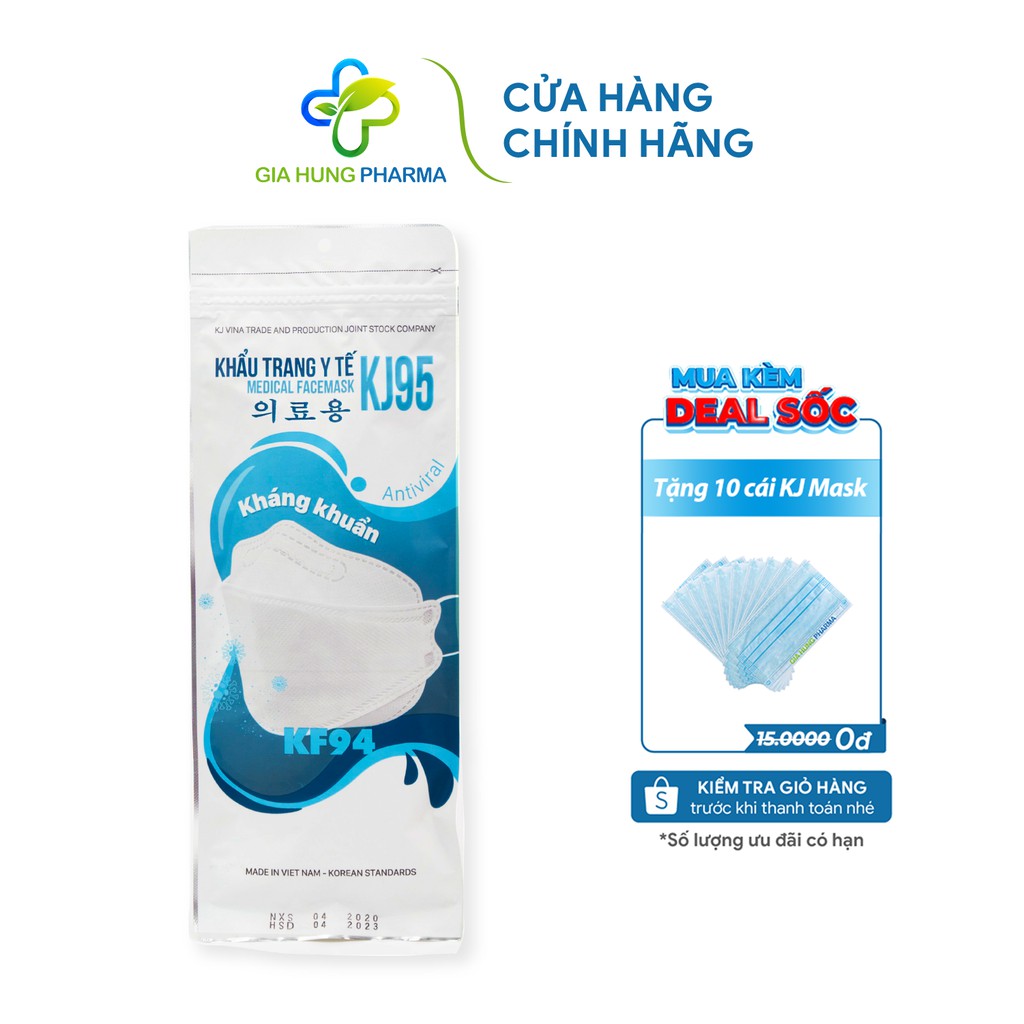 [Mua 1 tặng 1] Khẩu Trang Y Tế Hàn Quốc KJVINA KJ95  Chống Bụi Mịn 99% - 1 Túi 5 Chiếc