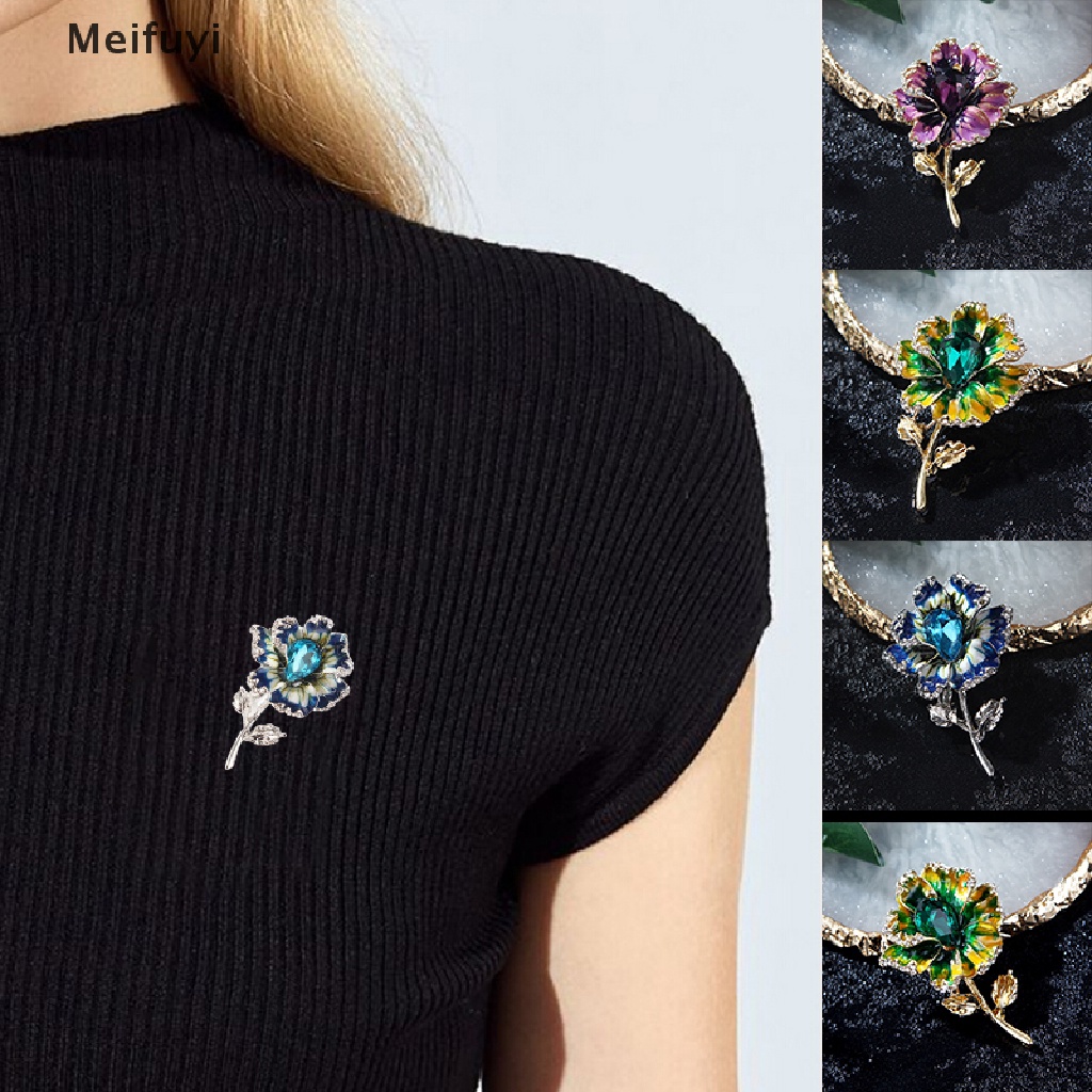 Ghim cài áo hình hoa tráng men đính đá thời trang VN439