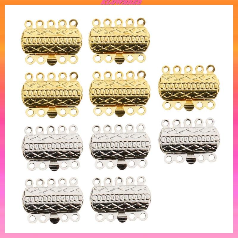 Set 10 Bộ 5 Móc Cài Vòng Tay Trang Sức Dây Bện Nhiều Sợi