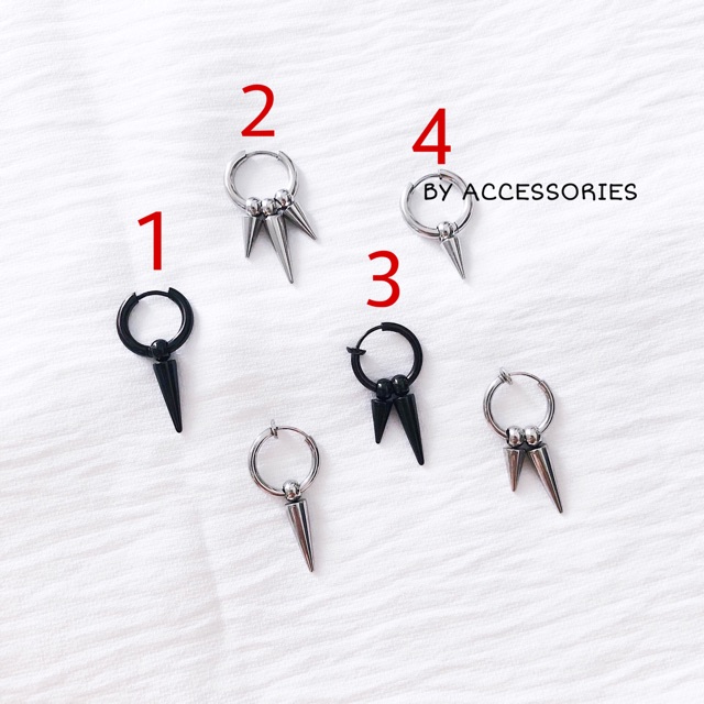 Khuyên tai titan unisex tròn phối đinh nhiều kiểu không gỉ