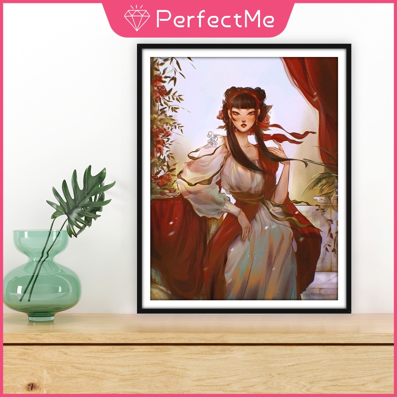 Bộ tranh đính đá 5D họa tiết hoạt hình cô gái độc đáo kích thước 30x40cm DIY dùng trang trí nhà cửa