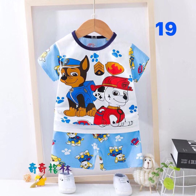 Bộ cotton xuất Hàn ngắn tay chất liệu cotton cực đẹp cho bé cao từ 90-110cm