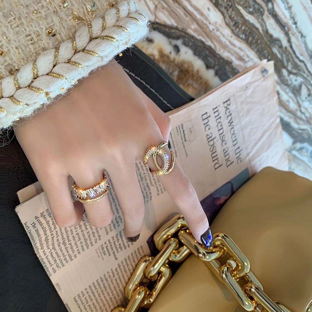 Nhẫn hở đính đá zircon phong cách Hàn Quốc tinh tế thời trang cho nữ