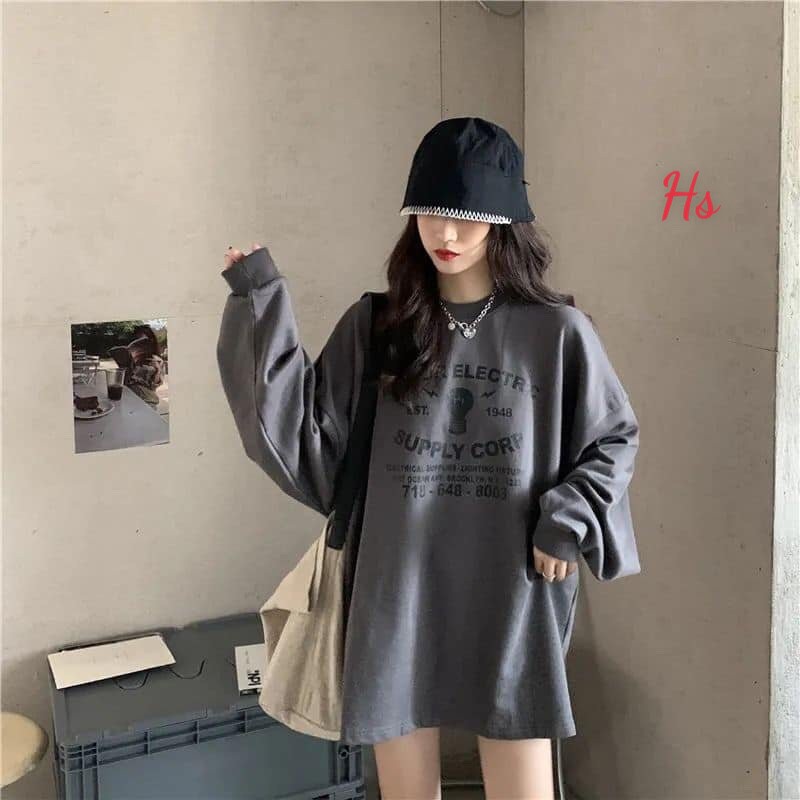 Áo sweater in bóng đèn 1948, chất nỉ dày dặn sp000791