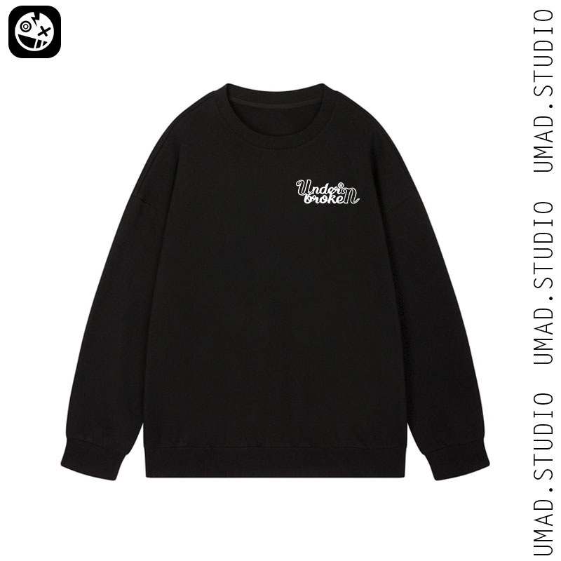Áo Sweater UMAD nỉ tay dài UNDER BROKEN form rộng cổ tròn cho nam nữ, hoodie không nón cho mùa thu đông