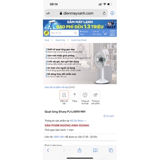 Quạt lửng Sharp PJ-L40RV