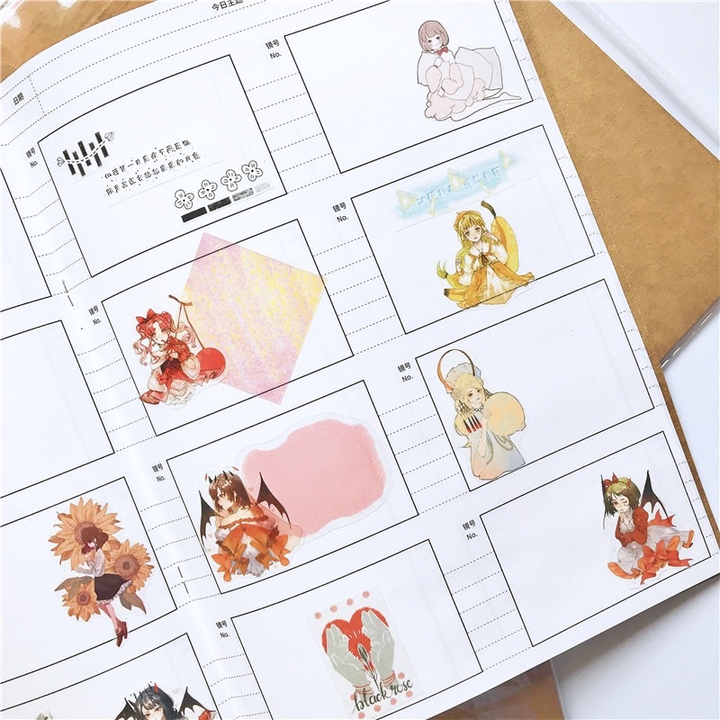 Băng dán washi tape hình cô gái trang trí sổ, nhật kí