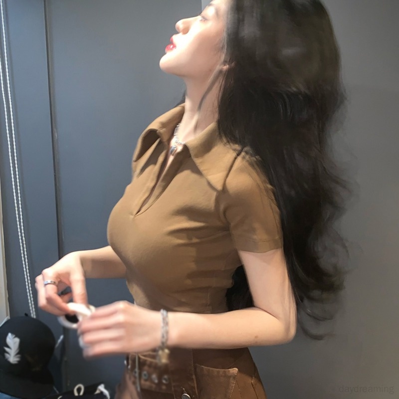 Áo Phông Áo Croptop Áo Thun Tay Ngắn Màu Sắc Thanh Lịch Dành Cho Nữ