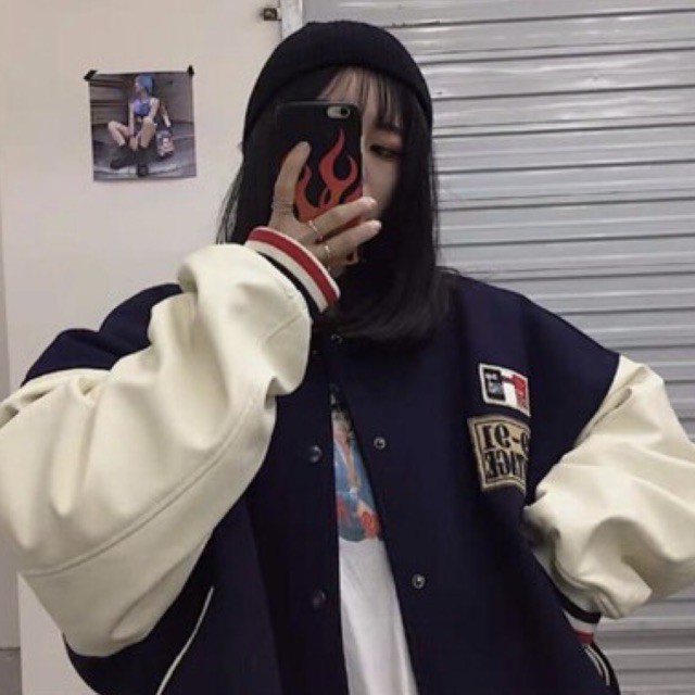 [CÓ CLIP ÁO] ÁO BOMBER- ÁO VARSITY TAY DA MÀU XANH CHẤT DẠ ÉP | BigBuy360 - bigbuy360.vn