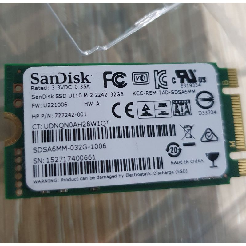 Ổ Cứng Ssd M2 Sata Sandisk 32gb 2242