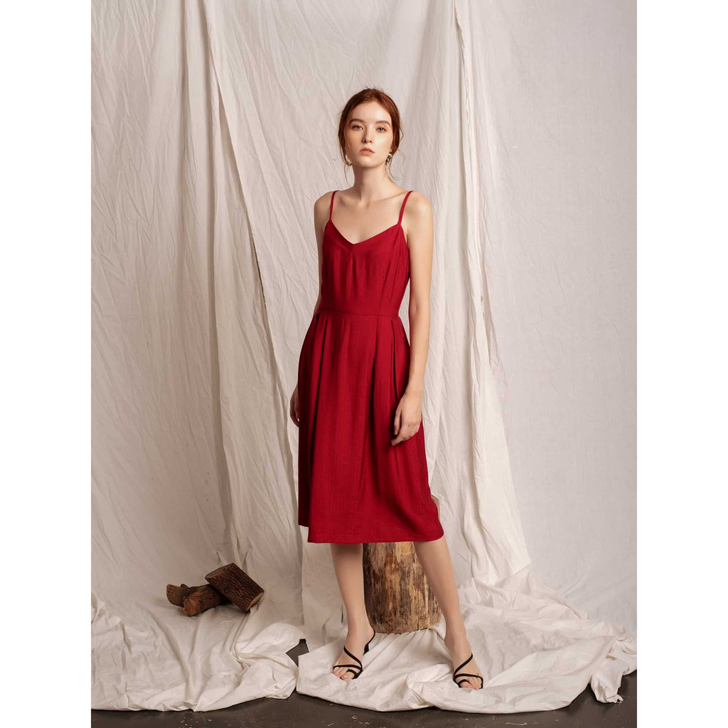 Đầm Dây Vải Tơ Xước Đỏ - YV LE & CO | BigBuy360 - bigbuy360.vn