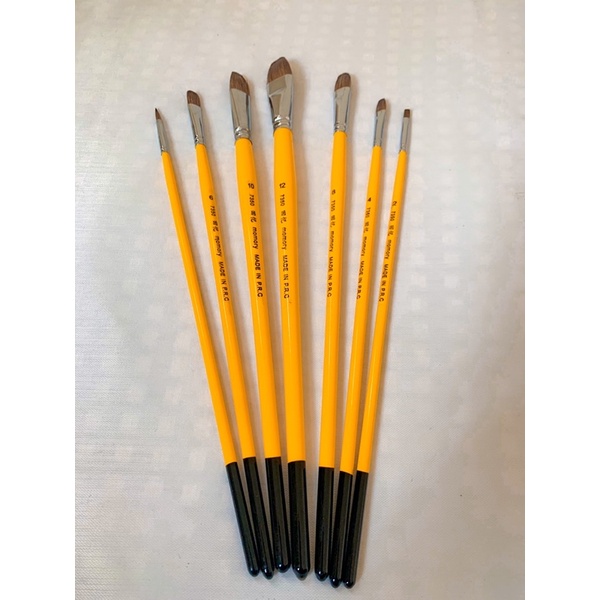 Bộ bút cán vàng 7 cây lông chồn MEMORY,chuyên vẽ màu acrylic