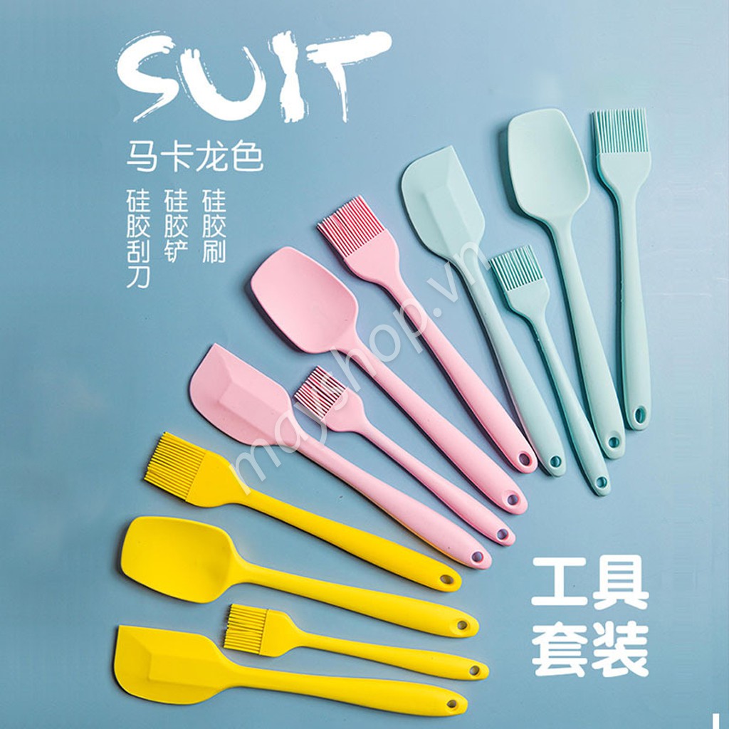 Set 2 dụng cụ silicone chổi 21cm, spatula 28cm