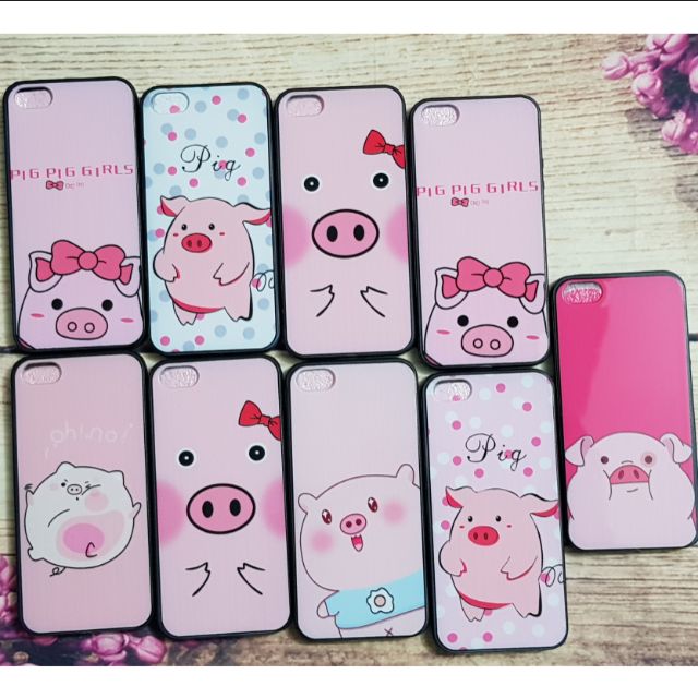 Ốp lưng iPhone 5/5s/SE viền dẻo hình bóng hoạt hình chú heo dễ thương