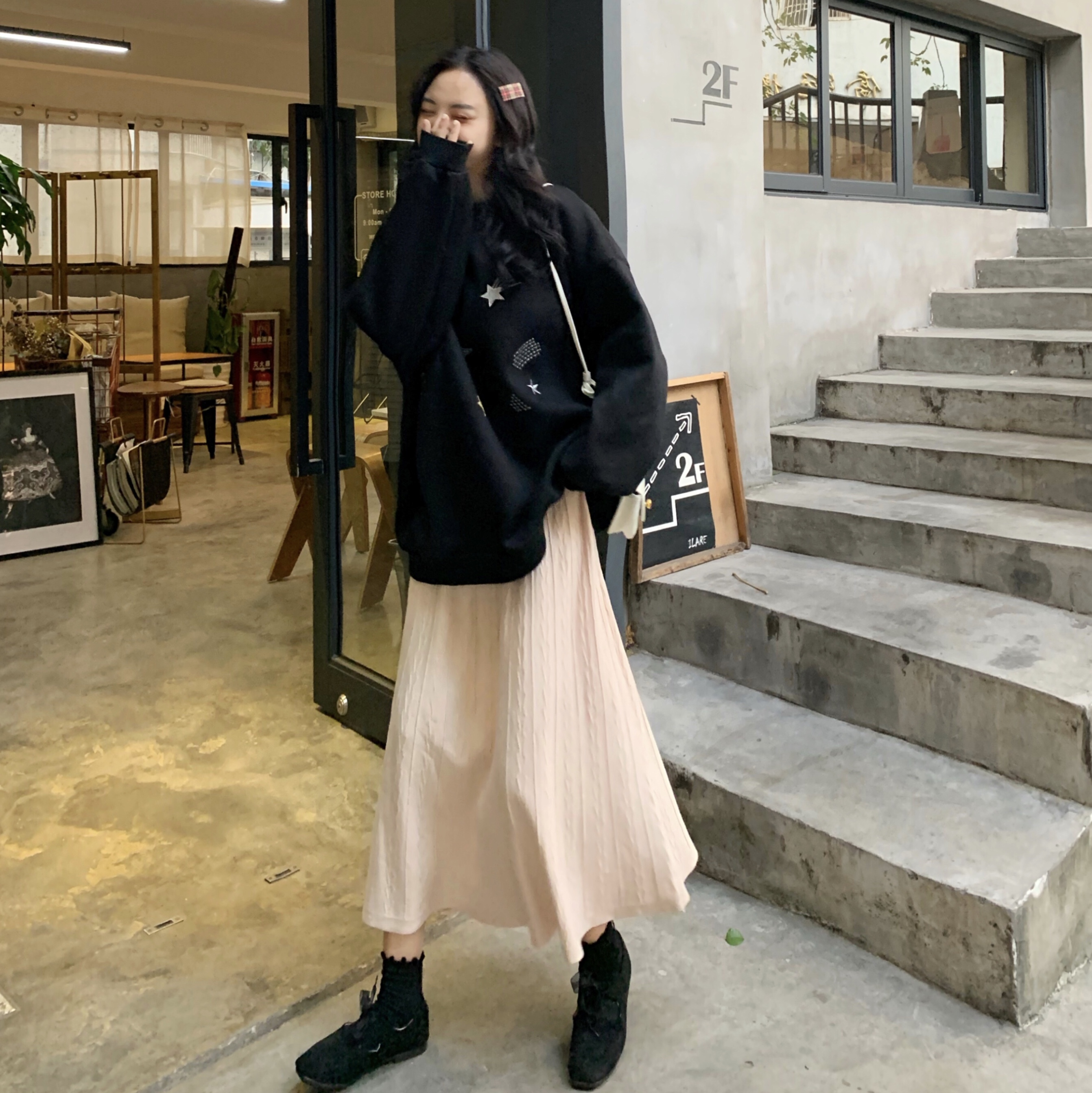 Xiaozhainv Chân váy chữ A dài 3 màu xinh xắn tùy chọn | BigBuy360 - bigbuy360.vn