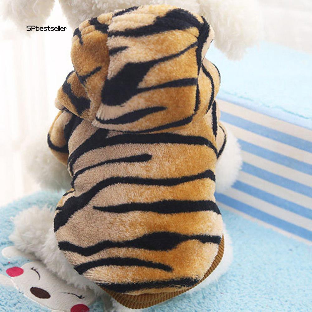 Áo khoác hoodie có nút cài họa tiết kẻ sọc ngang da hổ đáng yêu dành cho thú cưng