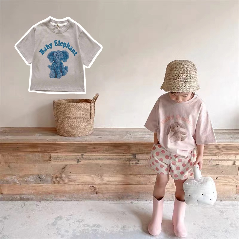 Áo Thun Cotton Tay Ngắn In Họa Tiết Hoạt Hình Dễ Thương Thời Trang Mùa Hè Cho Bé Gái