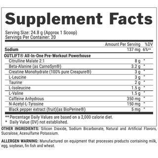 NUTREX OUTLIFT PRE-WORKOUT Mạnh Nhất (30SV)