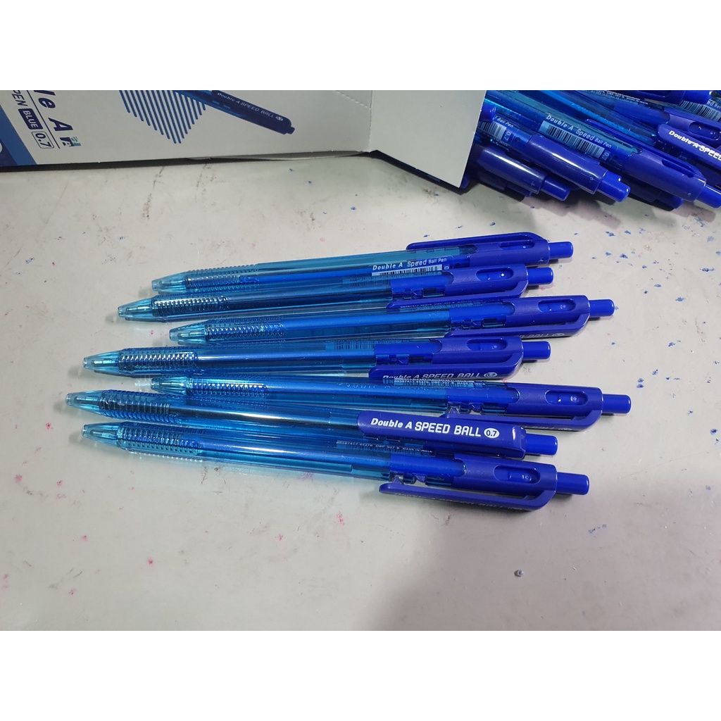 Combo 5 Bút bi Double A SPEED BALL 0.7mm mực xanh ngòi viết siêu êm ANKICO