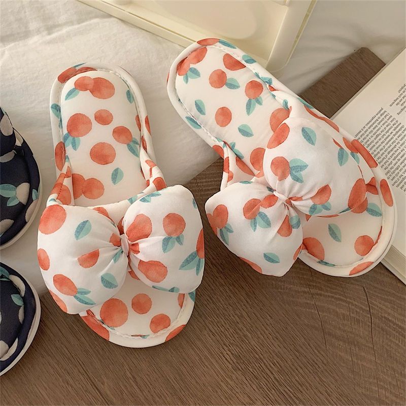 Oeteo Dép Đi Trong Nhà Đế Bằng Đính Nơ Xinh Xắn Cho Nữ