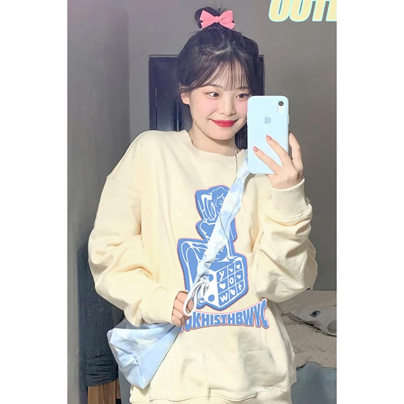 NRVP Áo Thun Tay Dài Oversize In Họa Tiết Phong Cách Hàn Quốc Thời Trang Cho Nam Và Nữ