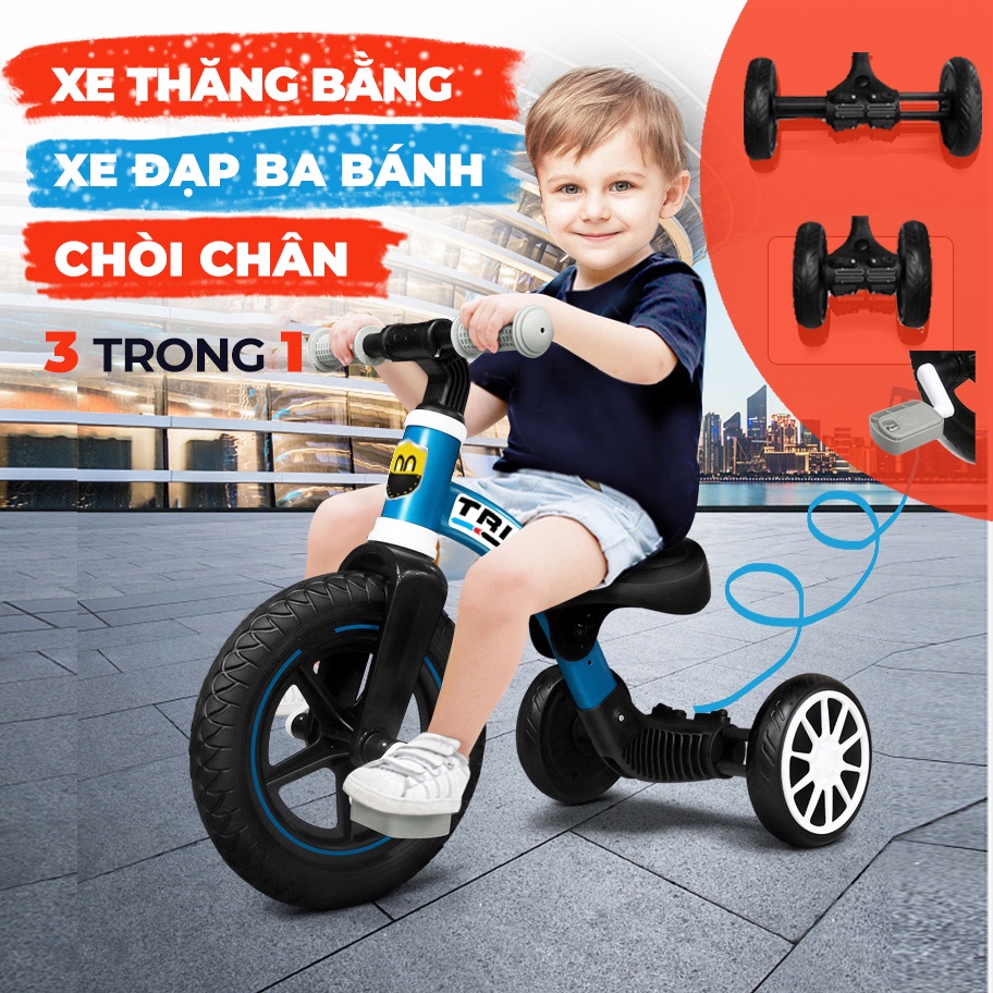 Xe đạp 3 bánh Tricky Bunny kết hợp xe chòi chân cho bé,giữ thăng bằng tốt,bánh xe chống trơn trượt chỉnh được chiều cao