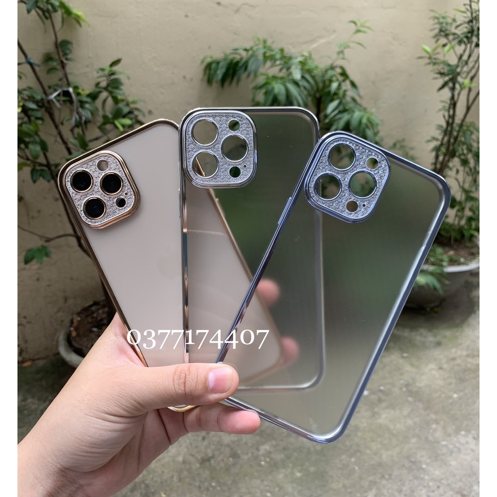 Ốp Sulada nhám camera đính đá cho iPhone 14 Plus 13 13 Pro, 13 Pro Max, 12 Pro Max viền màu chống vân tay, bảo vệ camera