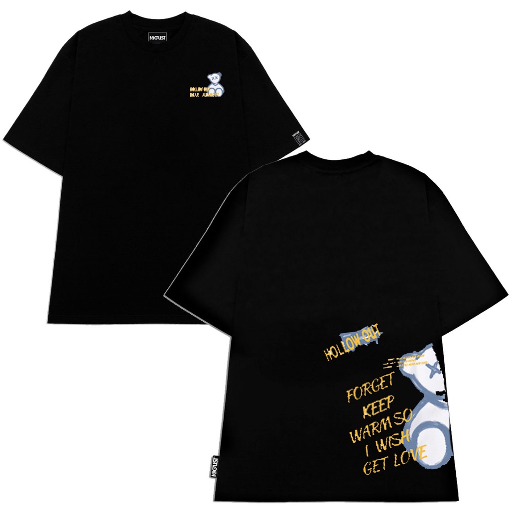 Áo thun unisex form rộng in hình gấu , áo local brand chính hãng full tag couple nam nữ Nigust N226
