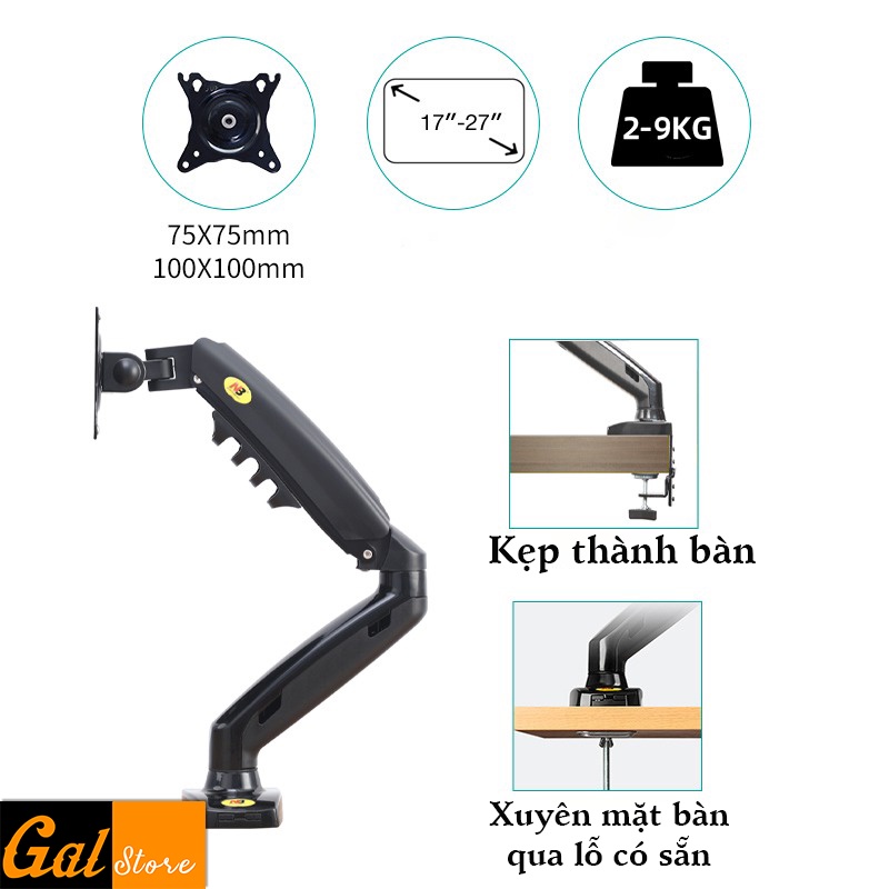 Arm màn hình - Tay nâng màn hình NB F80 17 - 30 inch Xoay 360 độ Tải trọng 9Kg Phiên bản 2021