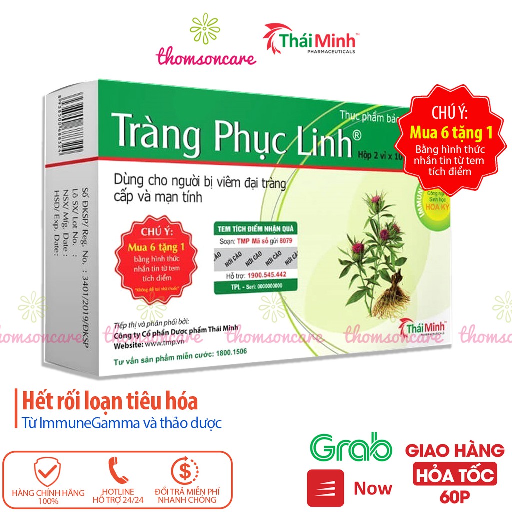 Tràng Phục Linh xanh - Mua 6 tặng 1 bằng tem tích điểm, hỗ trợ giảm rối loạn tiêu hóa, tốt cho đại tràng